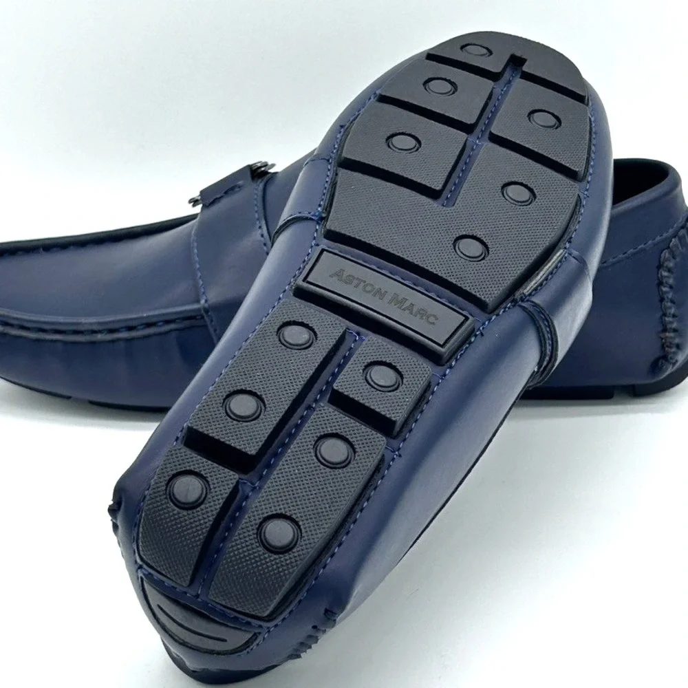 Aston Marc Men's Charter Side Buckle Loafers Shoes Color Navy US 8.5M - With Box